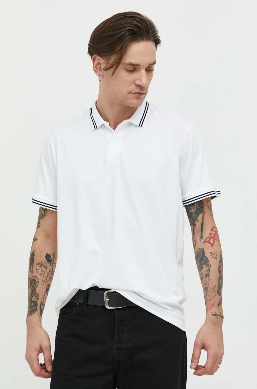 Abercrombie & Fitch Tricou Polo Barbati, Culoarea Alb, Neted