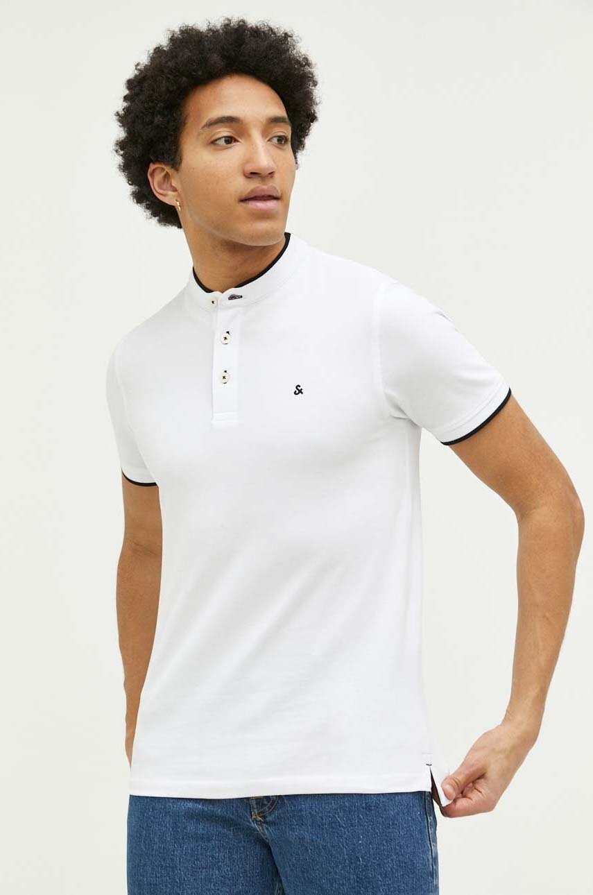 

Бавовняне поло Jack & Jones JJEPAULOS колір білий однотонне 12199711