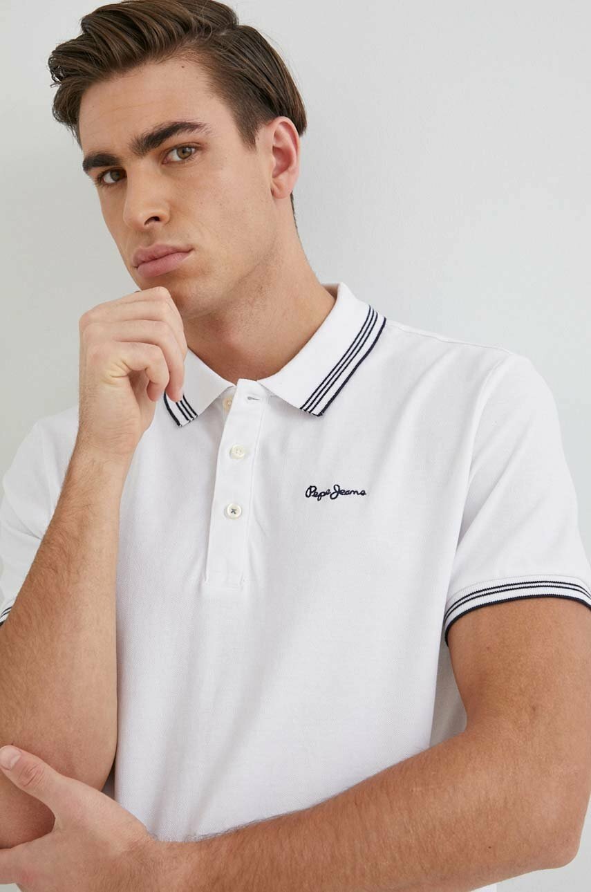 

Хлопковое поло Pepe Jeans Jett Цвет белый с аппликацией