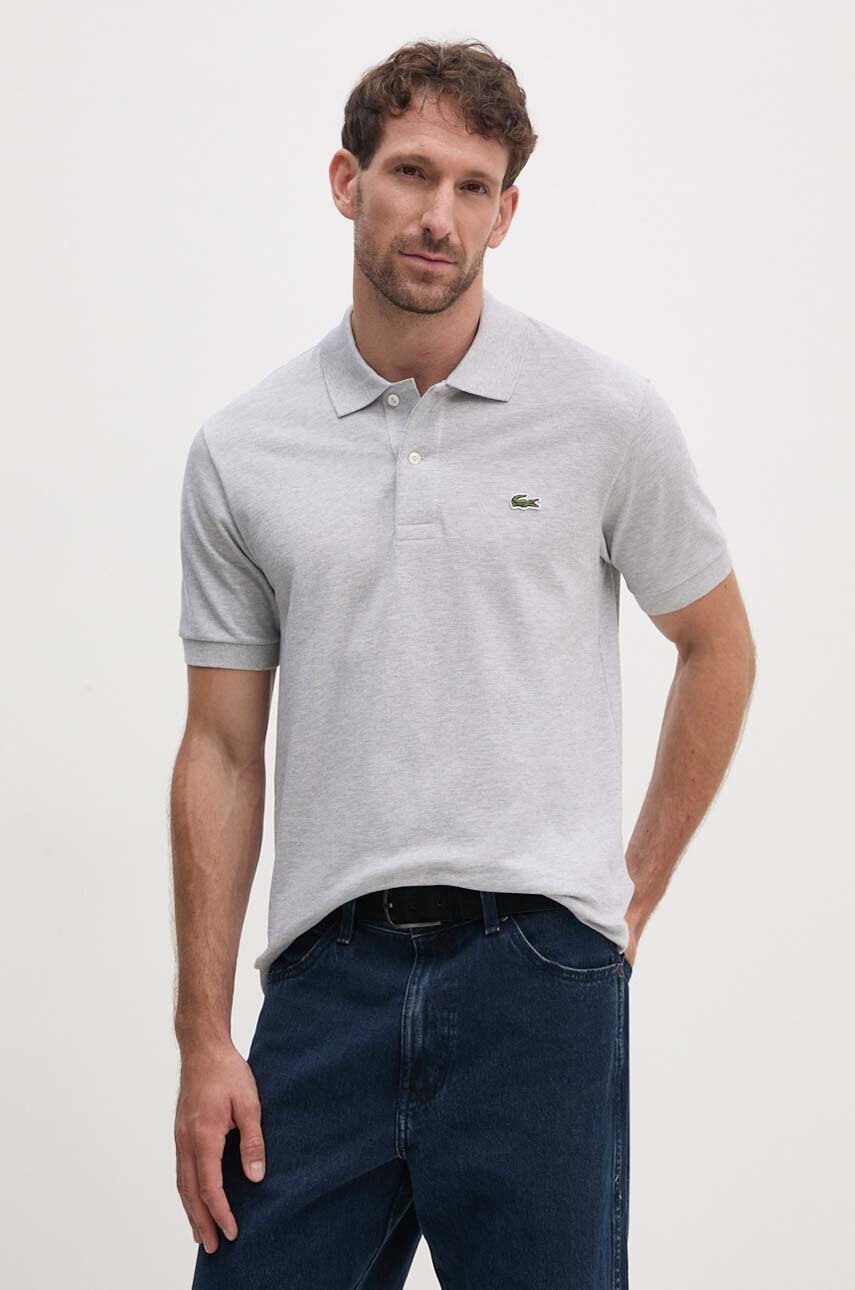 Lacoste polo de bumbac culoarea gri, melanj