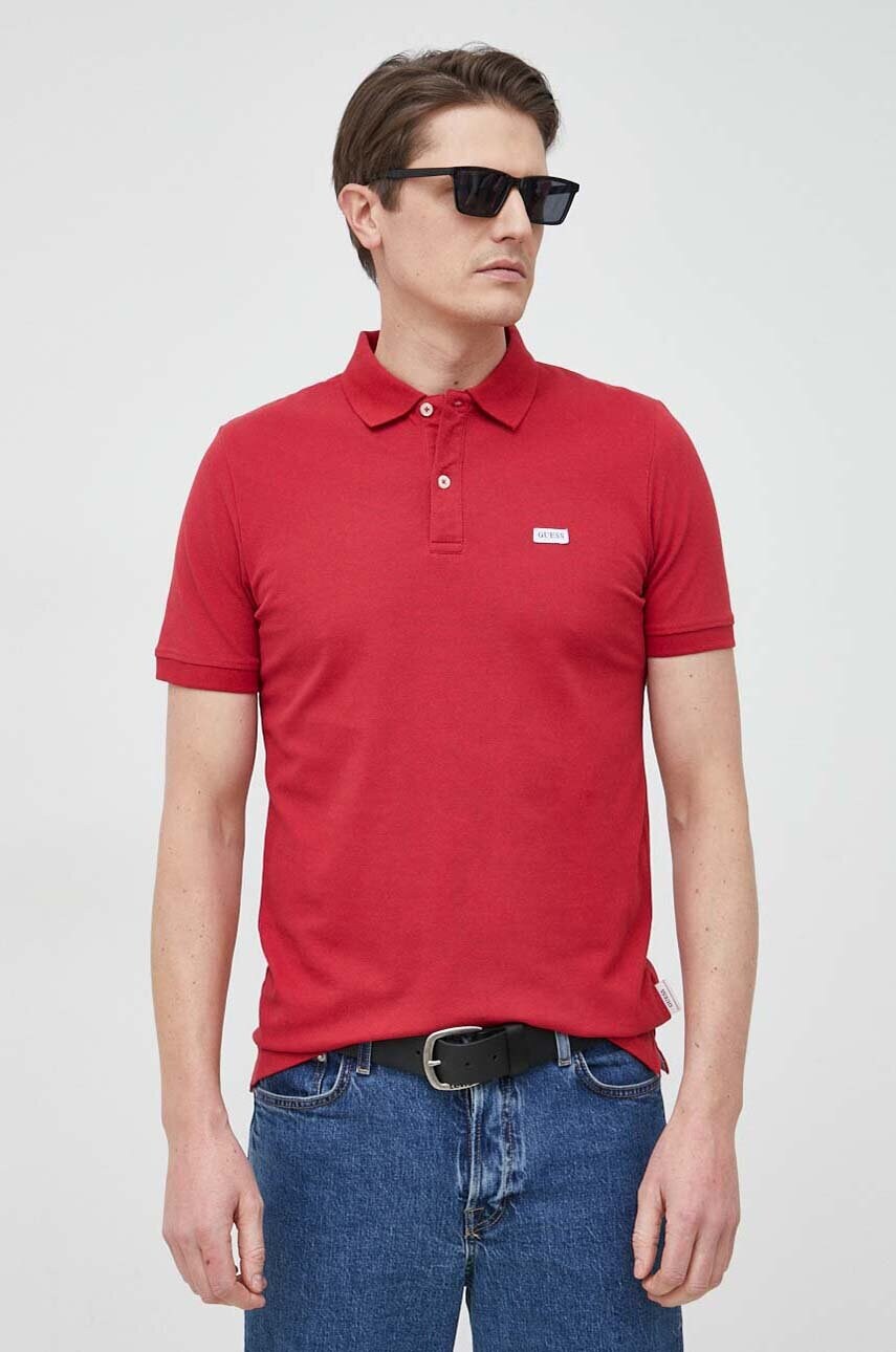 Polo tričko Guess červená barva - červená -  Hlavní materiál: 95 % Bavlna