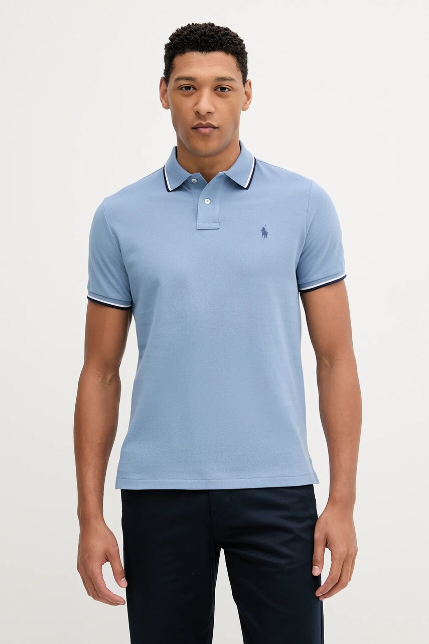 Levně Bavlněné polo tričko Polo Ralph Lauren modrá barva, 710842621