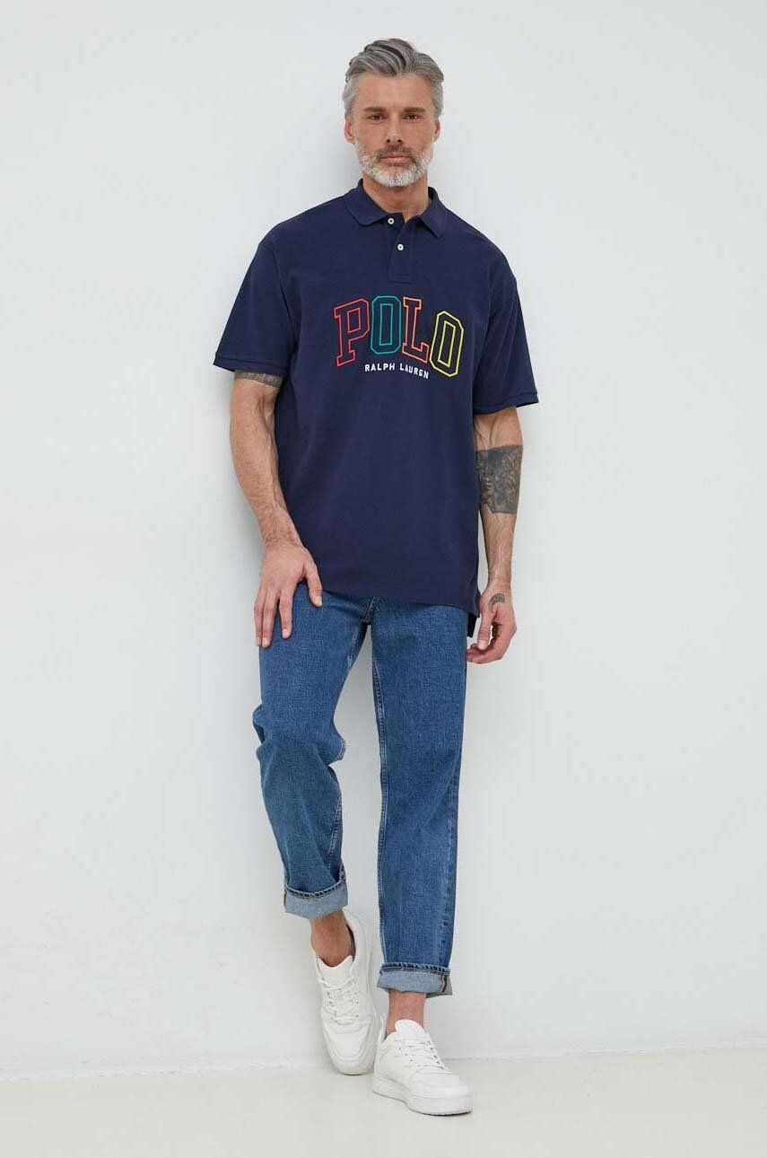 E-shop Bavlněné polo tričko Polo Ralph Lauren tmavomodrá barva, s aplikací