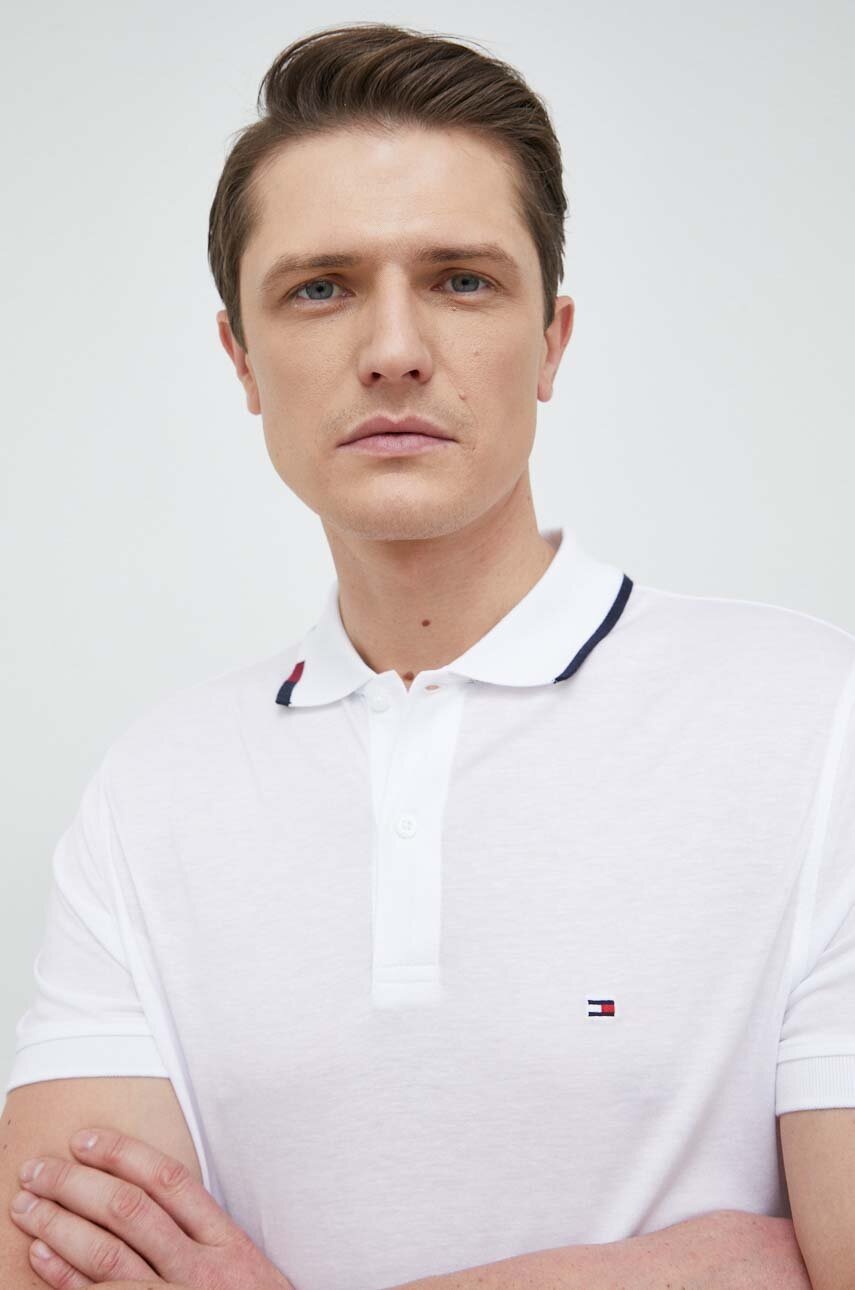

Поло Tommy Hilfiger чоловічий колір білий однотонний