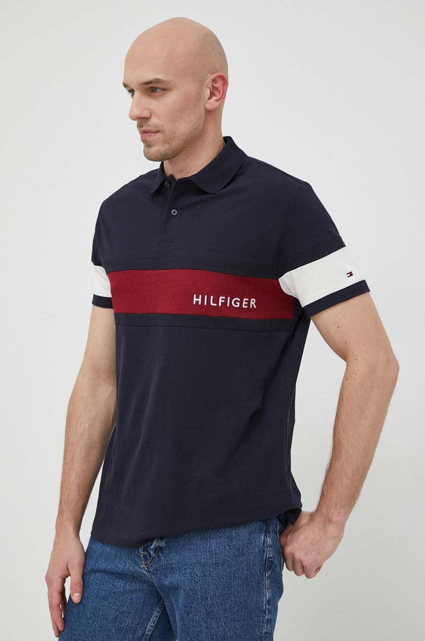 

Хлопковое поло Tommy Hilfiger цвет синий узорный