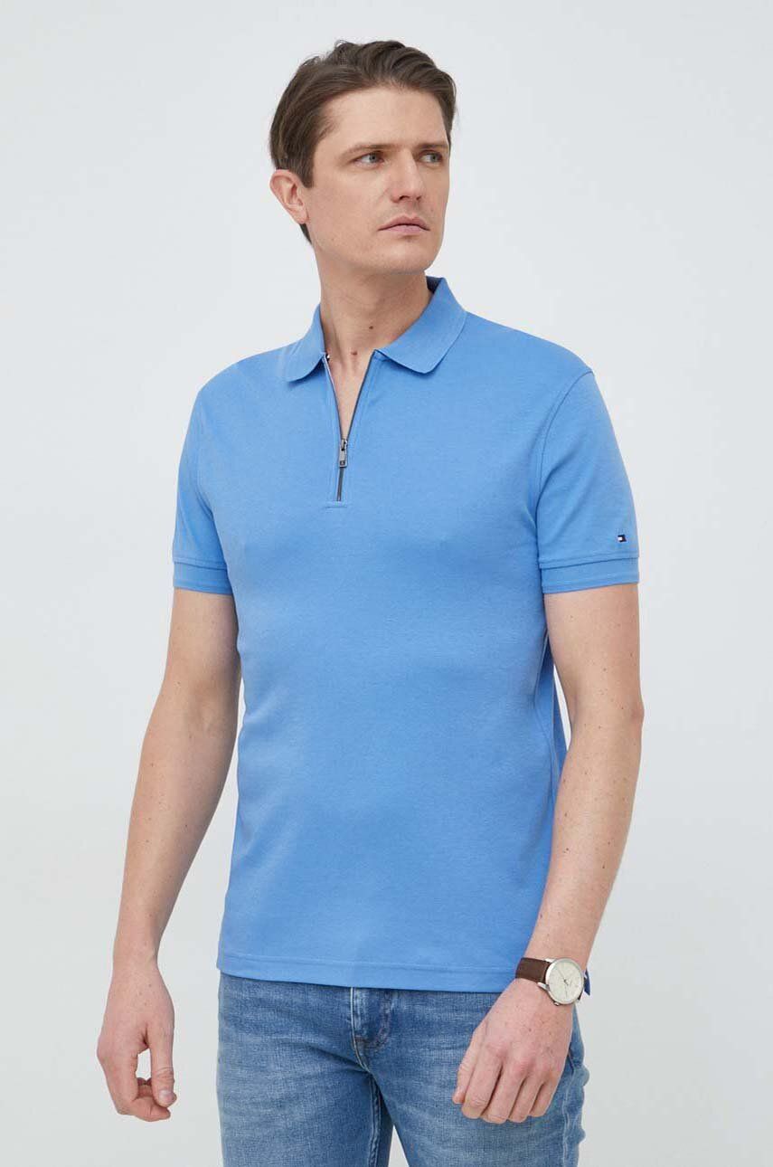 Bavlněné polo tričko Tommy Hilfiger - modrá -  100 % Bavlna