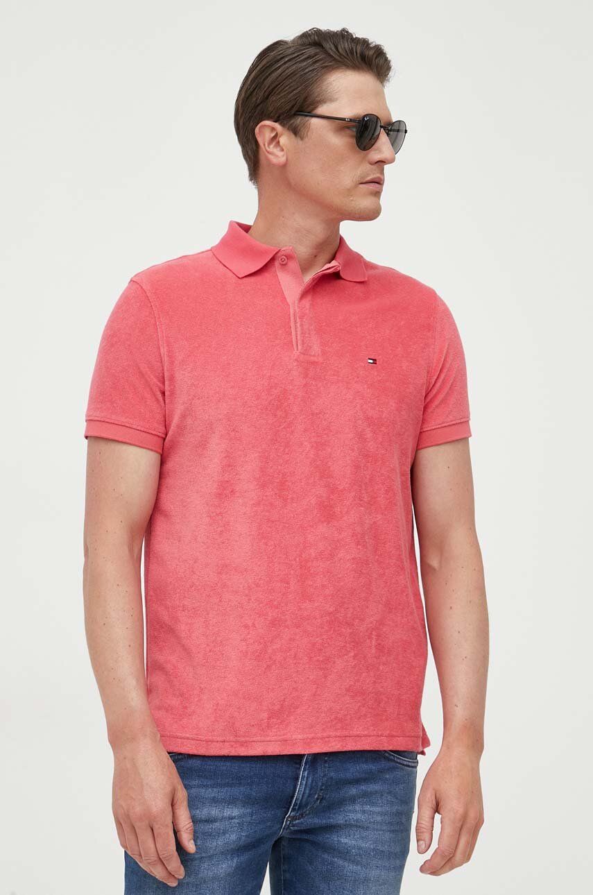 Polo tričko Tommy Hilfiger růžová barva - růžová -  78 % Bavlna