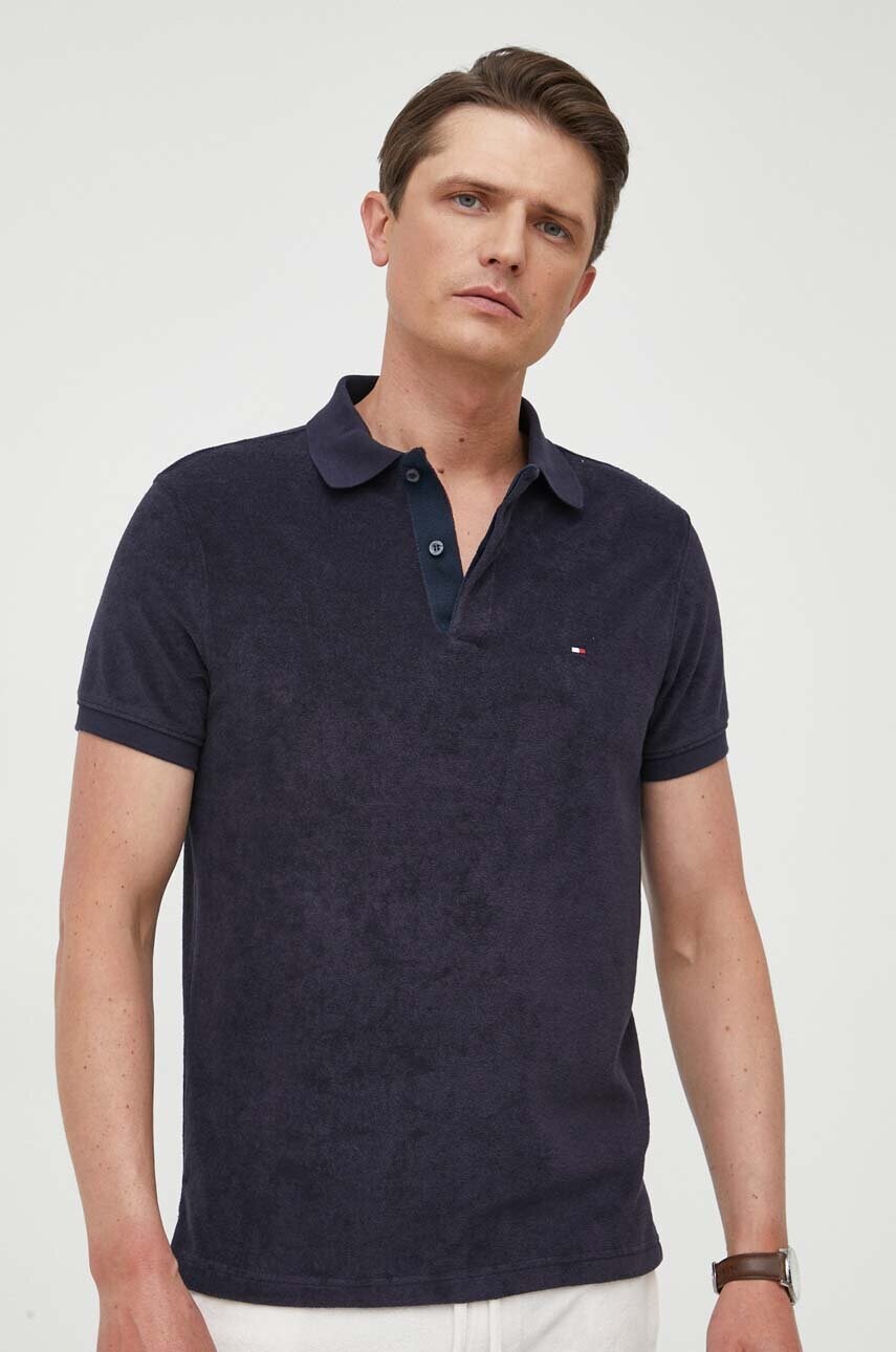 

Поло Tommy Hilfiger мужской цвет синий однотонный