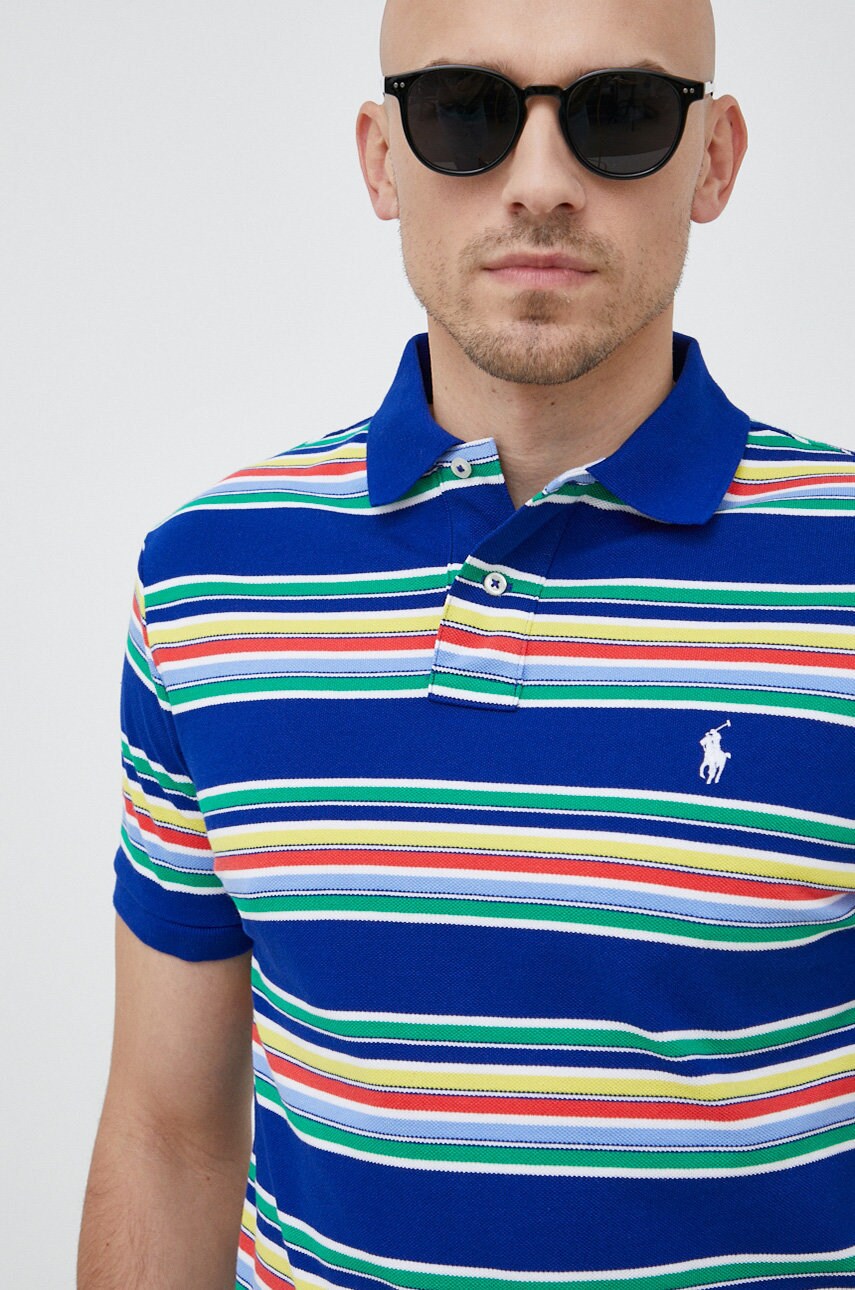

Бавовняне поло Polo Ralph Lauren колір синій візерунок