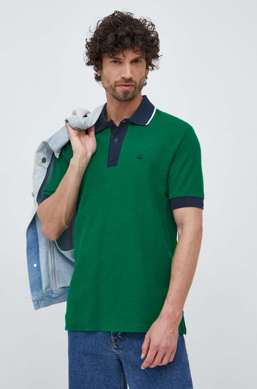 Bavlněné polo tričko United Colors of Benetton zelená barva - zelená -  100 % Bavlna