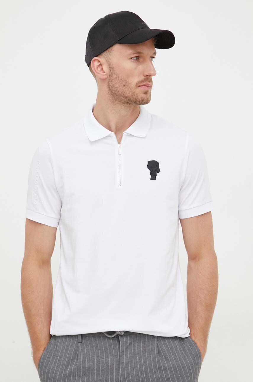 Karl Lagerfeld tricou polo barbati, culoarea alb, neted