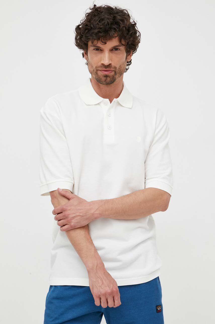 Bavlněné polo tričko United Colors of Benetton bílá barva - bílá -  100 % Bavlna
