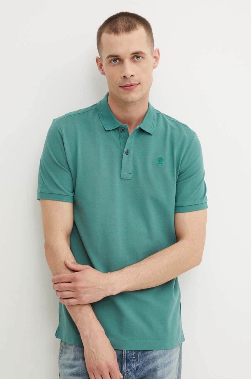 G-Star Raw tricou polo barbati, culoarea verde, neted G-Star Raw tricou polo barbati, culoarea verde, neted