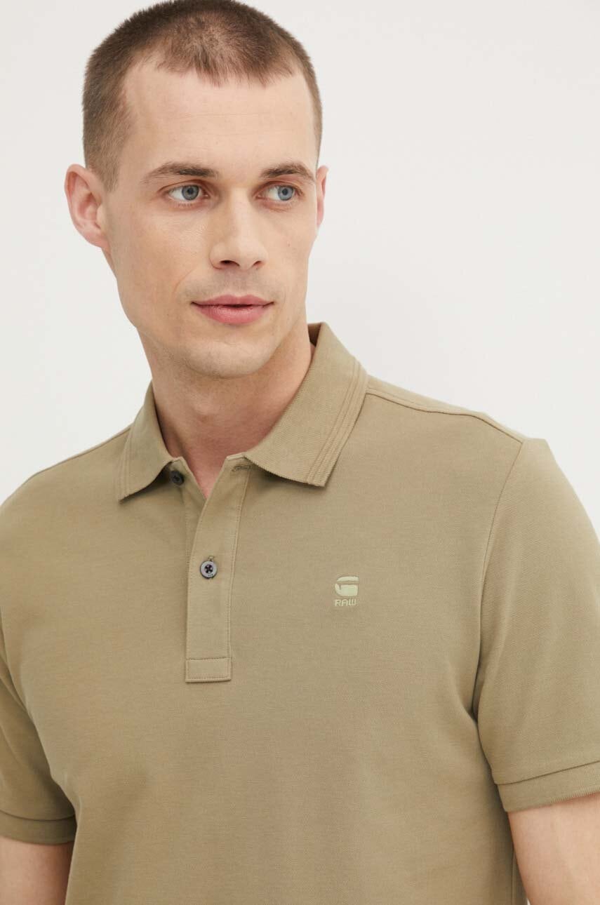 G-Star Raw tricou polo barbati, culoarea verde, neted G-Star Raw tricou polo barbati, culoarea verde, neted
