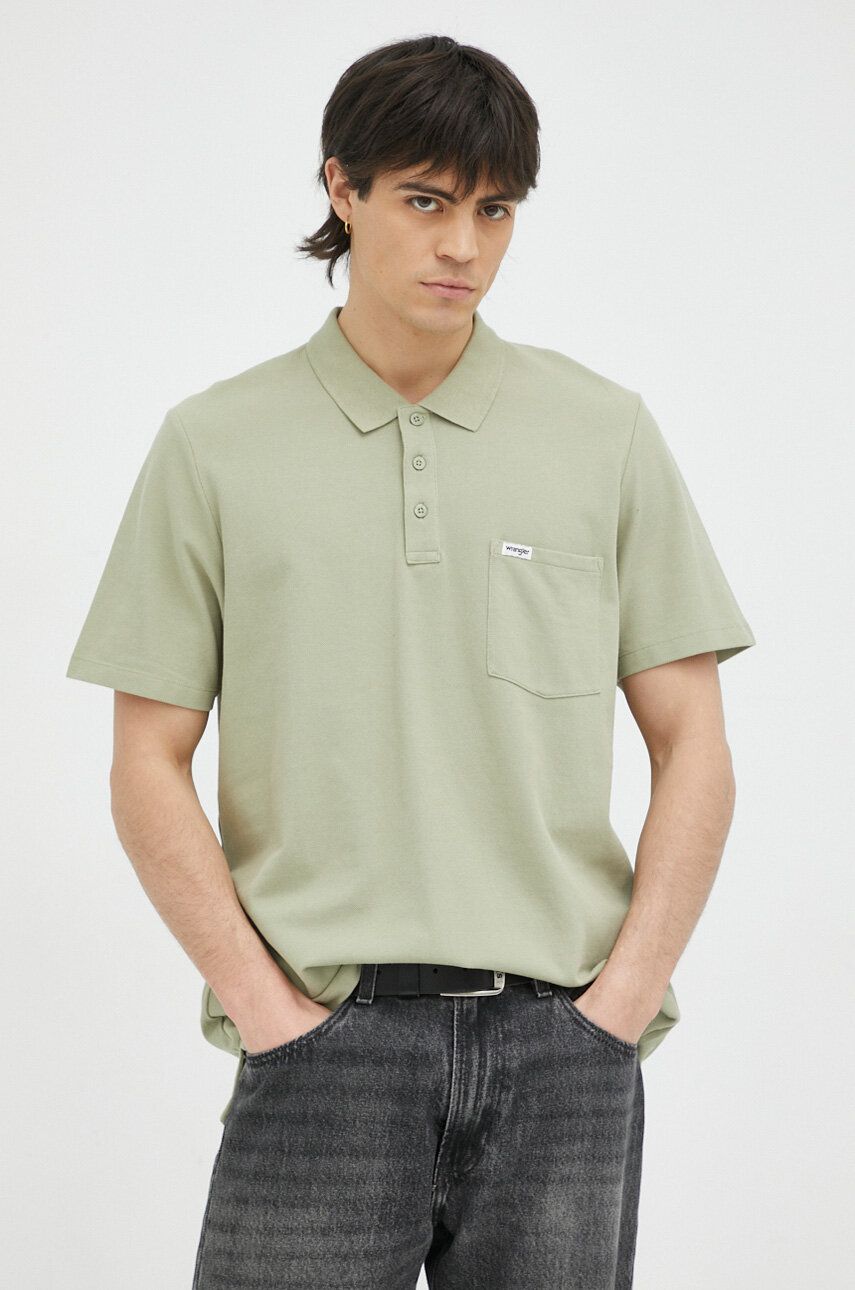 E-shop Bavlněné polo tričko Wrangler zelená barva