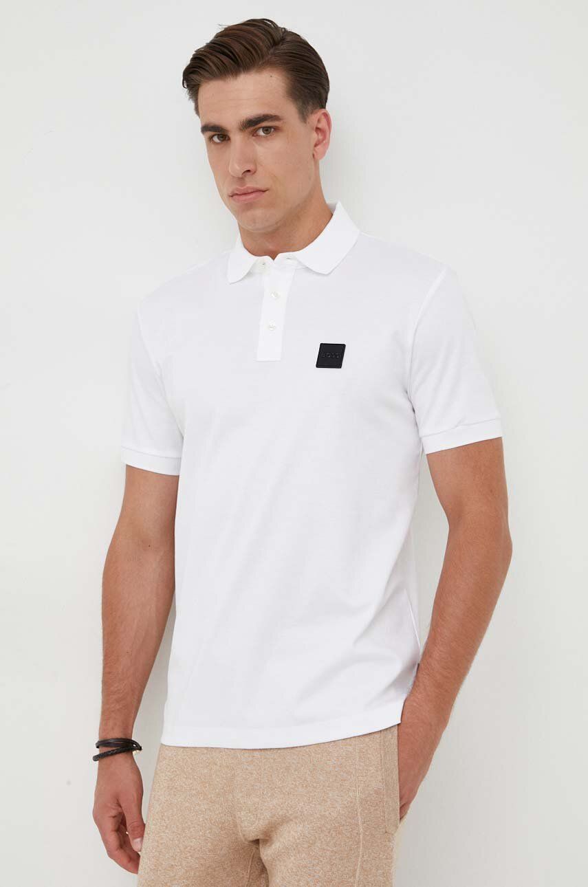 Bavlněné polo tričko BOSS bílá barva - bílá -  Hlavní materiál: 100 % Bavlna Stahovák: 99 