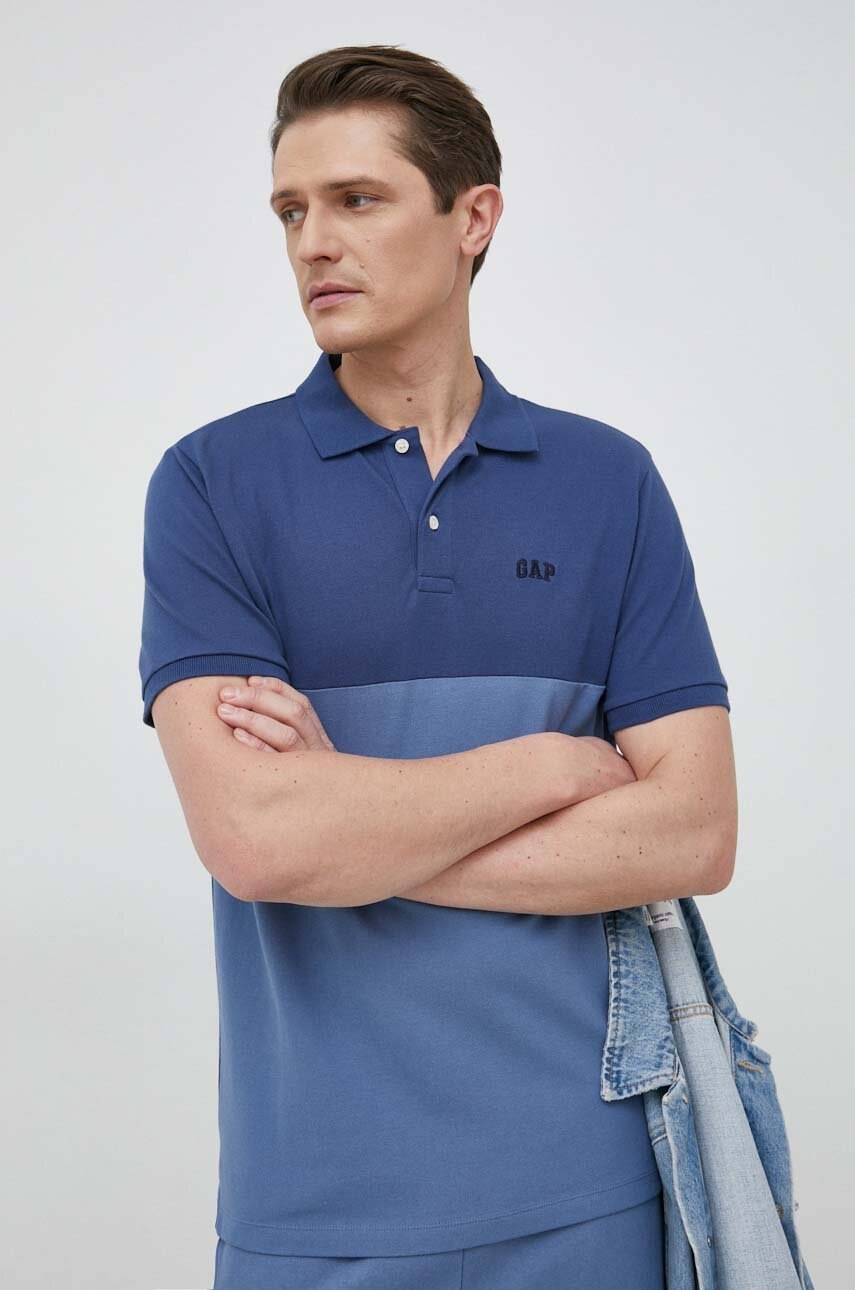 

Тениска с яка GAP в синьо с десен, Син