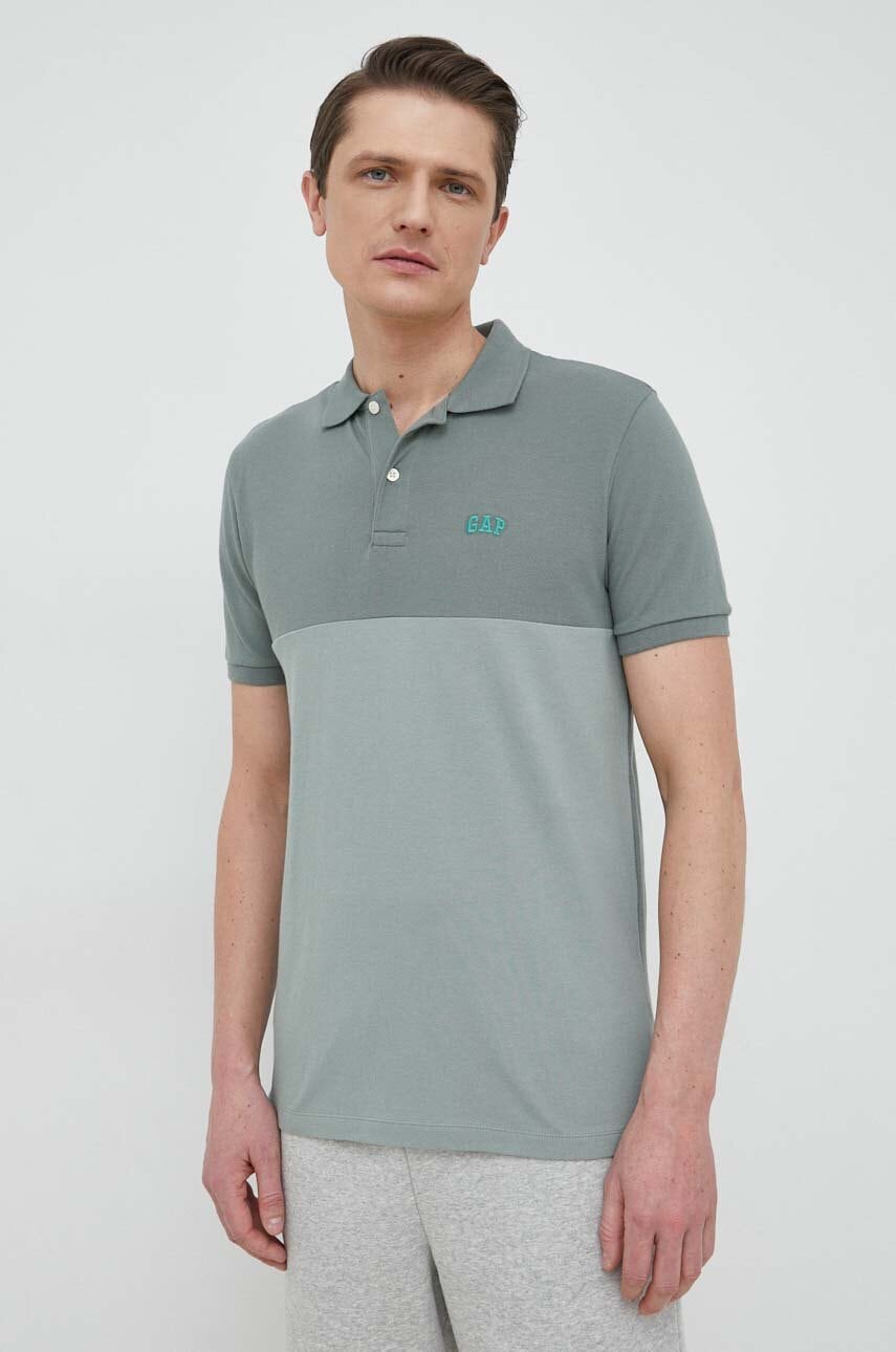 GAP tricou polo barbati, culoarea verde, modelator