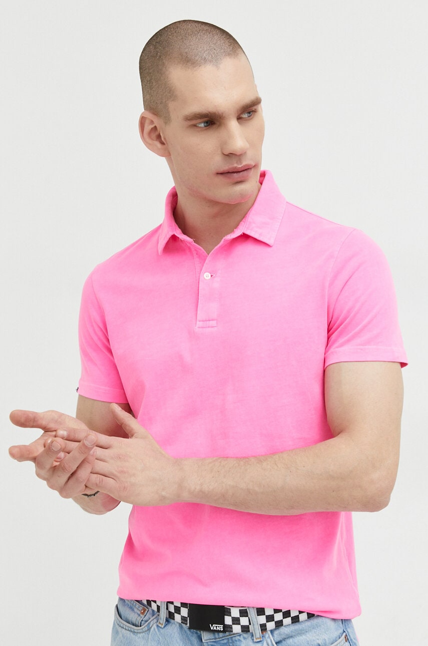 Superdry polo de bumbac culoarea violet, neted
