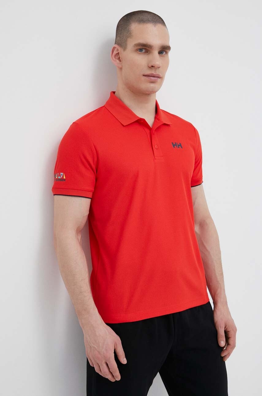 Helly Hansen Tricou Polo Barbati, Culoarea Rosu, Cu Imprimeu