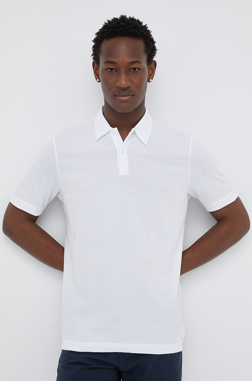 Marc o'polo polo de bumbac culoarea alb, neted
