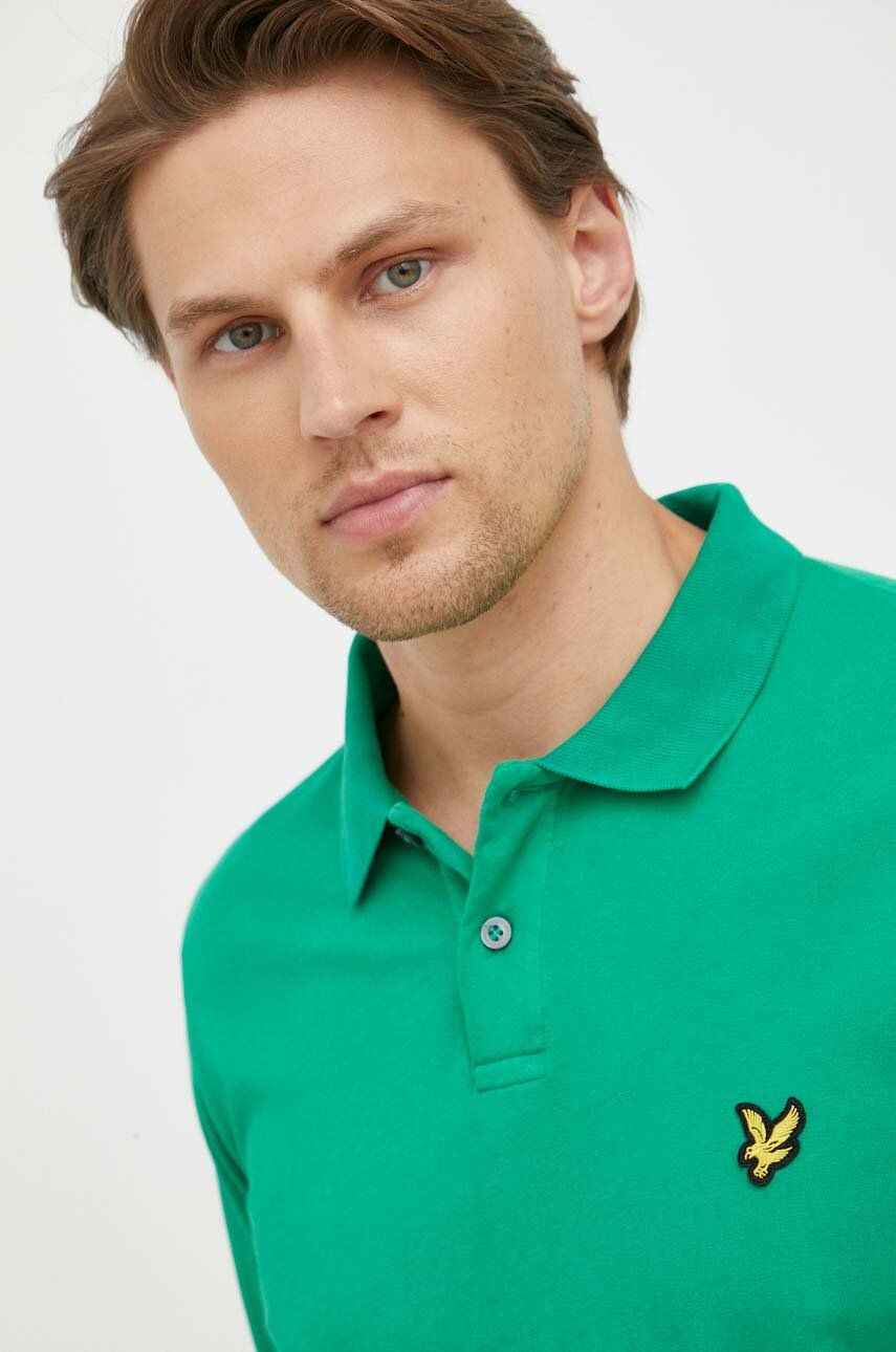 Levně Bavlněné polo tričko Lyle & Scott zelená barva