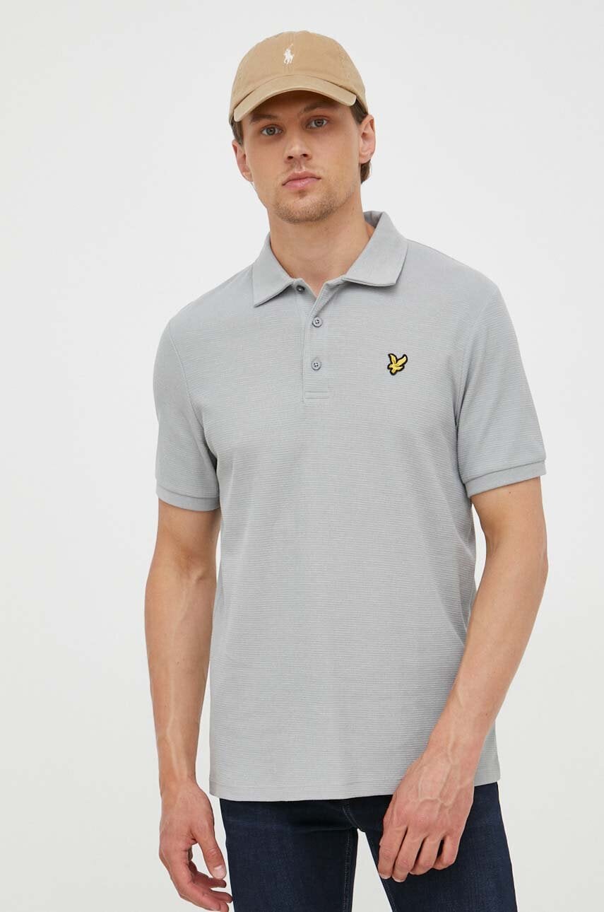 Lyle & Scott tricou polo barbati, culoarea gri, neted