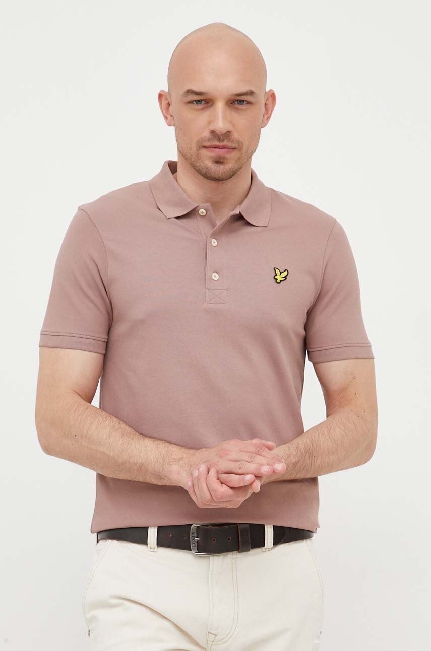 

Тениска с яка Lyle & Scott в розово с изчистен дизайн, Розов