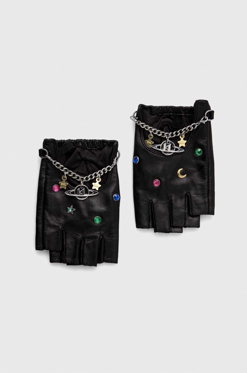 

Кожаные митенки Karl Lagerfeld женские цвет чёрный