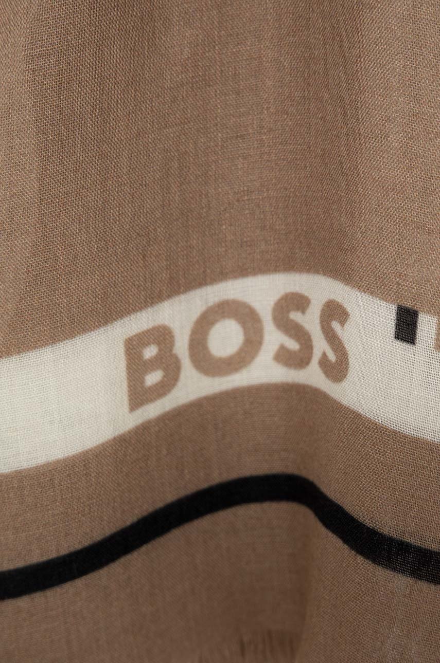

Платок с примесью шерсти BOSS цвет бежевый узор