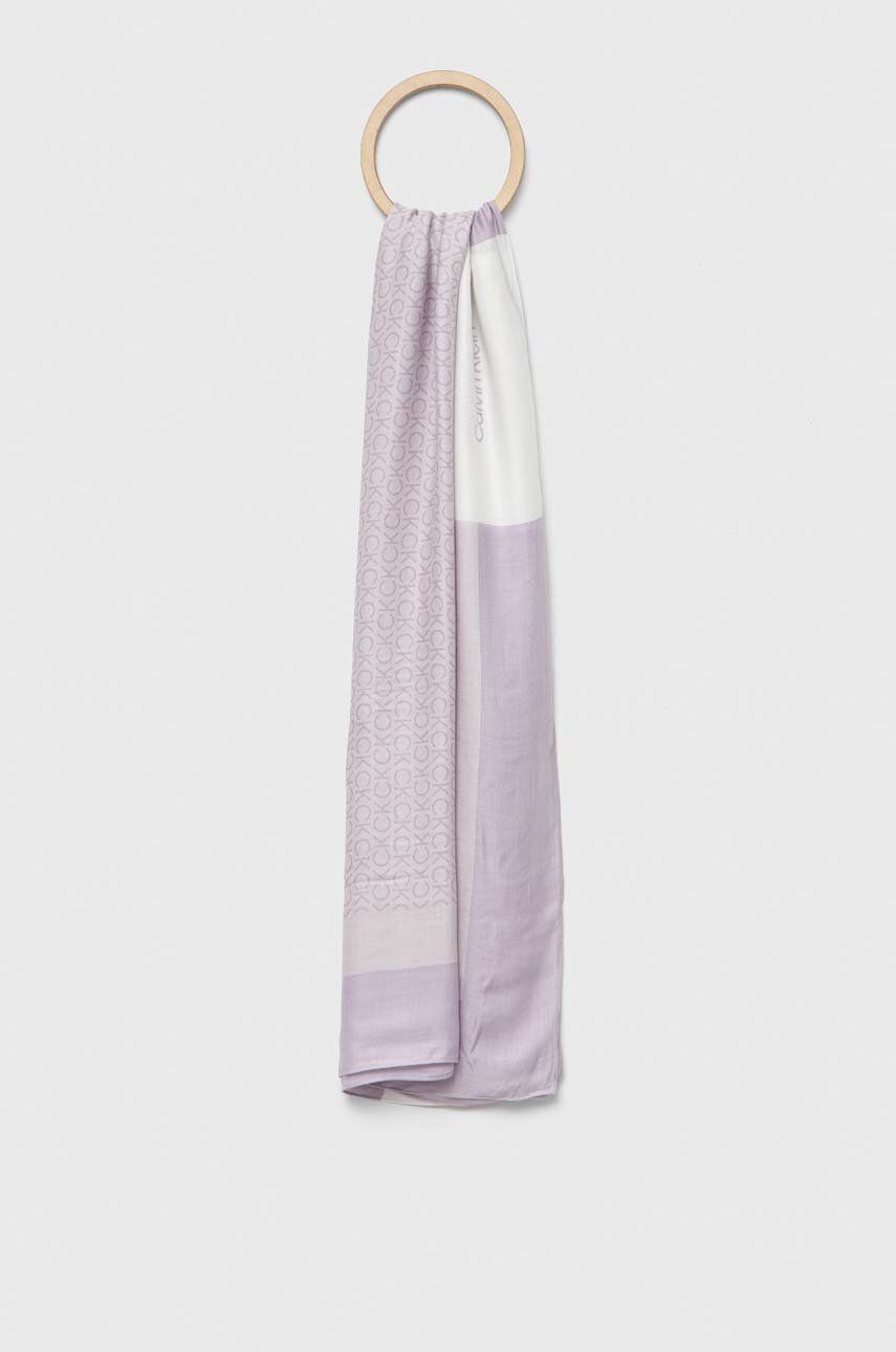 Šátek Calvin Klein růžová barva - fialová -  50 % Modal