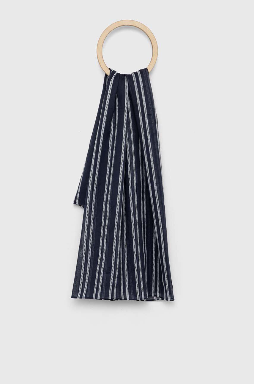 Bavlněná šála Lauren Ralph Lauren tmavomodrá barva - námořnická modř -  100 % Bavlna