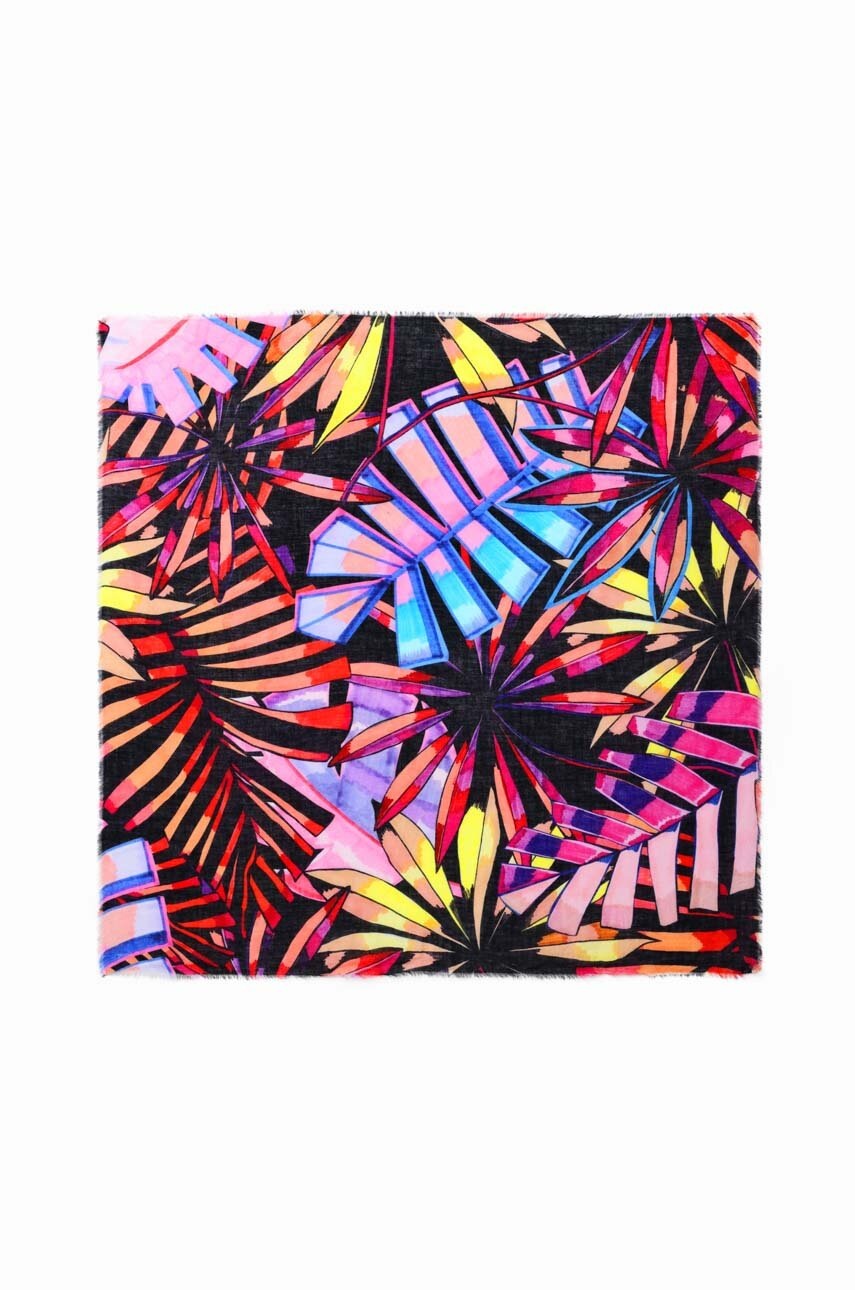 

Платок Desigual женская цвет чёрный узорный
