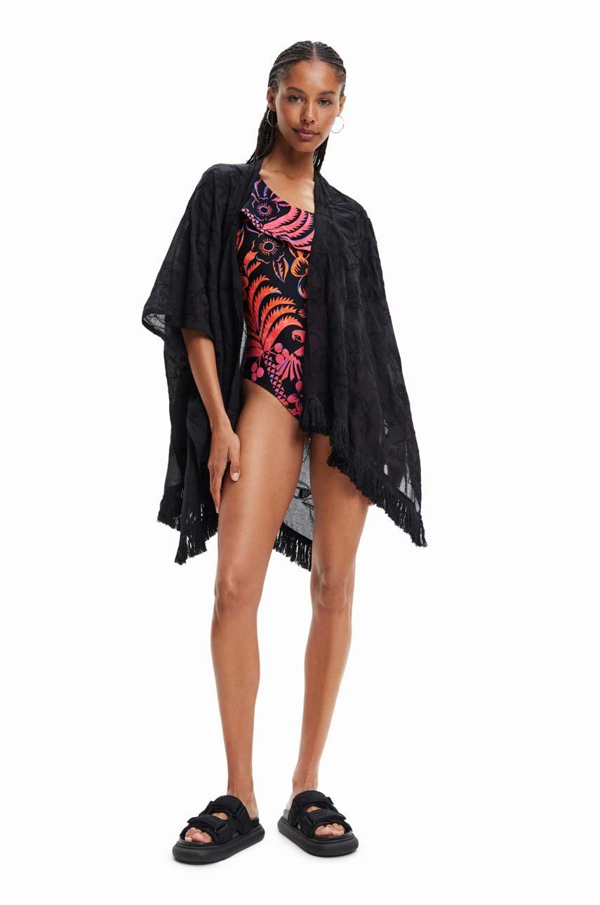 Desigual poncho din bumbac culoarea negru