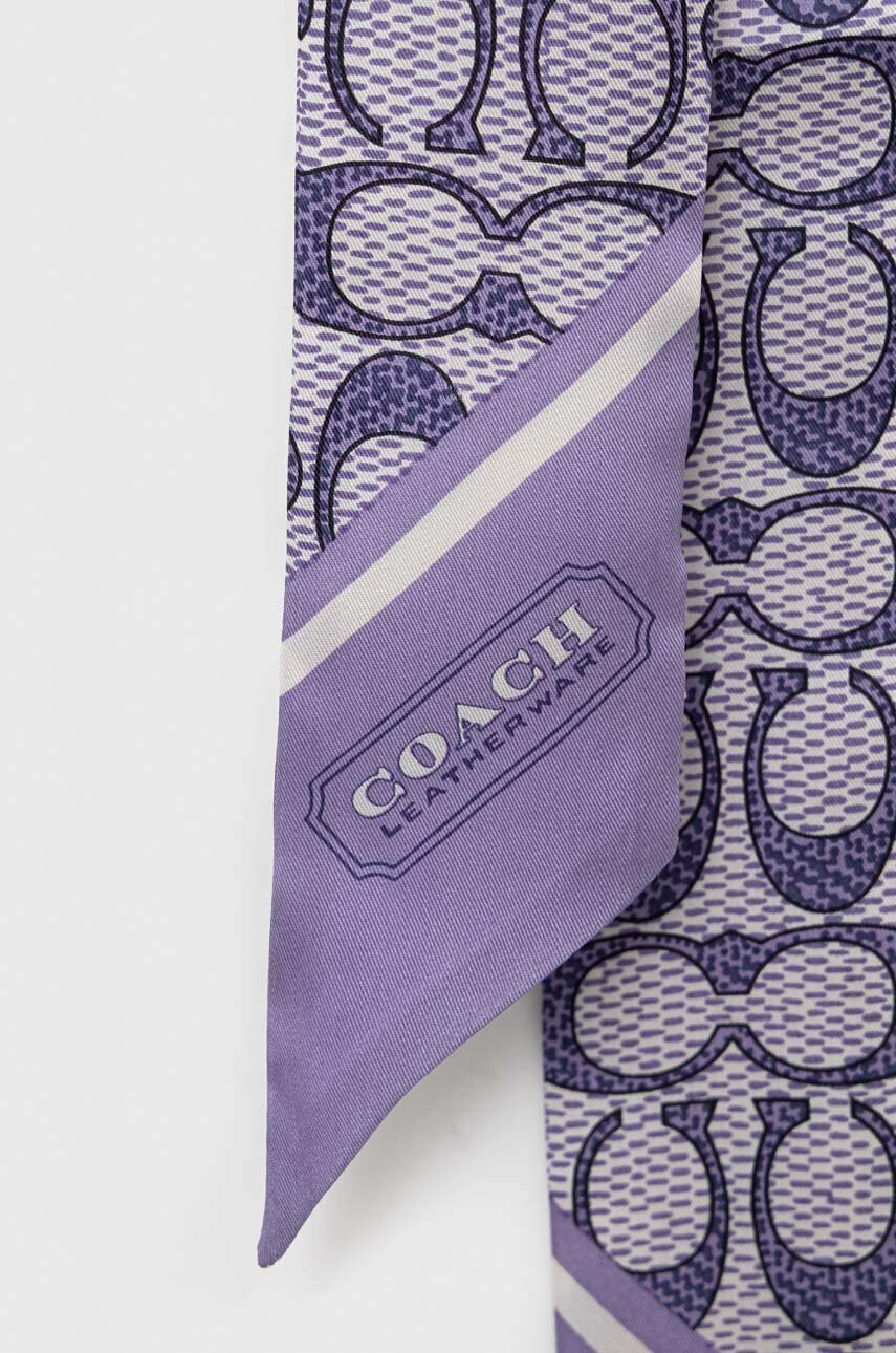 

Шовкова хустка на шию Coach колір фіолетовий візерунок