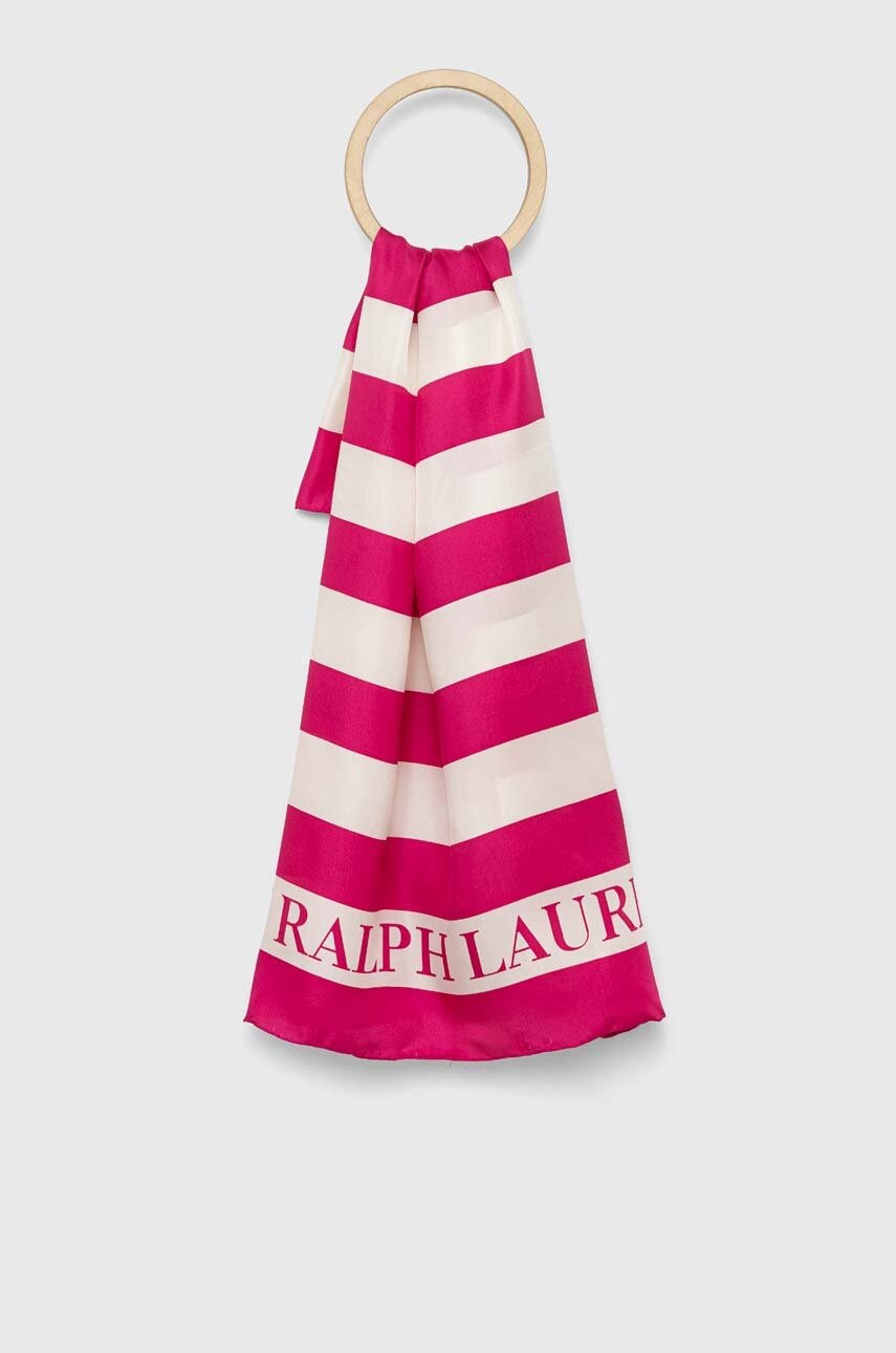 

Шовкова хустка Lauren Ralph Lauren колір рожевий візерунок