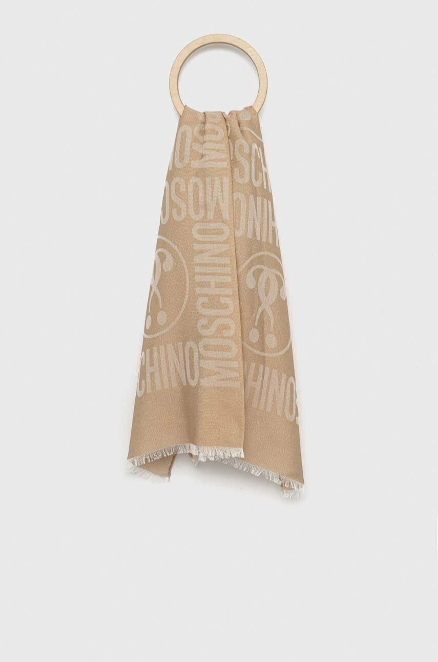 Šála Moschino hnědá barva - hnědá -  60 % Polyester