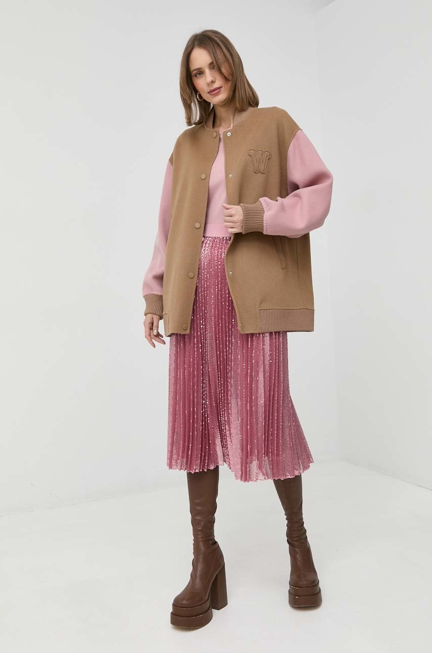 

Спідниця Weekend Max Mara колір рожевий midi розкльошена