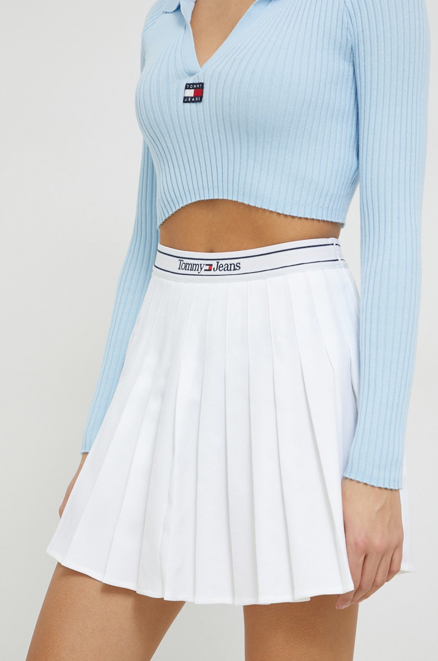 

Спідниця Tommy Jeans колір білий mini розкльошена