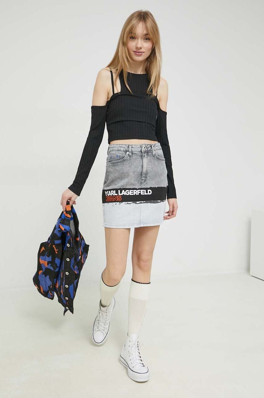 

Джинсовая юбка Karl Lagerfeld Jeans цвет серый mini прямая