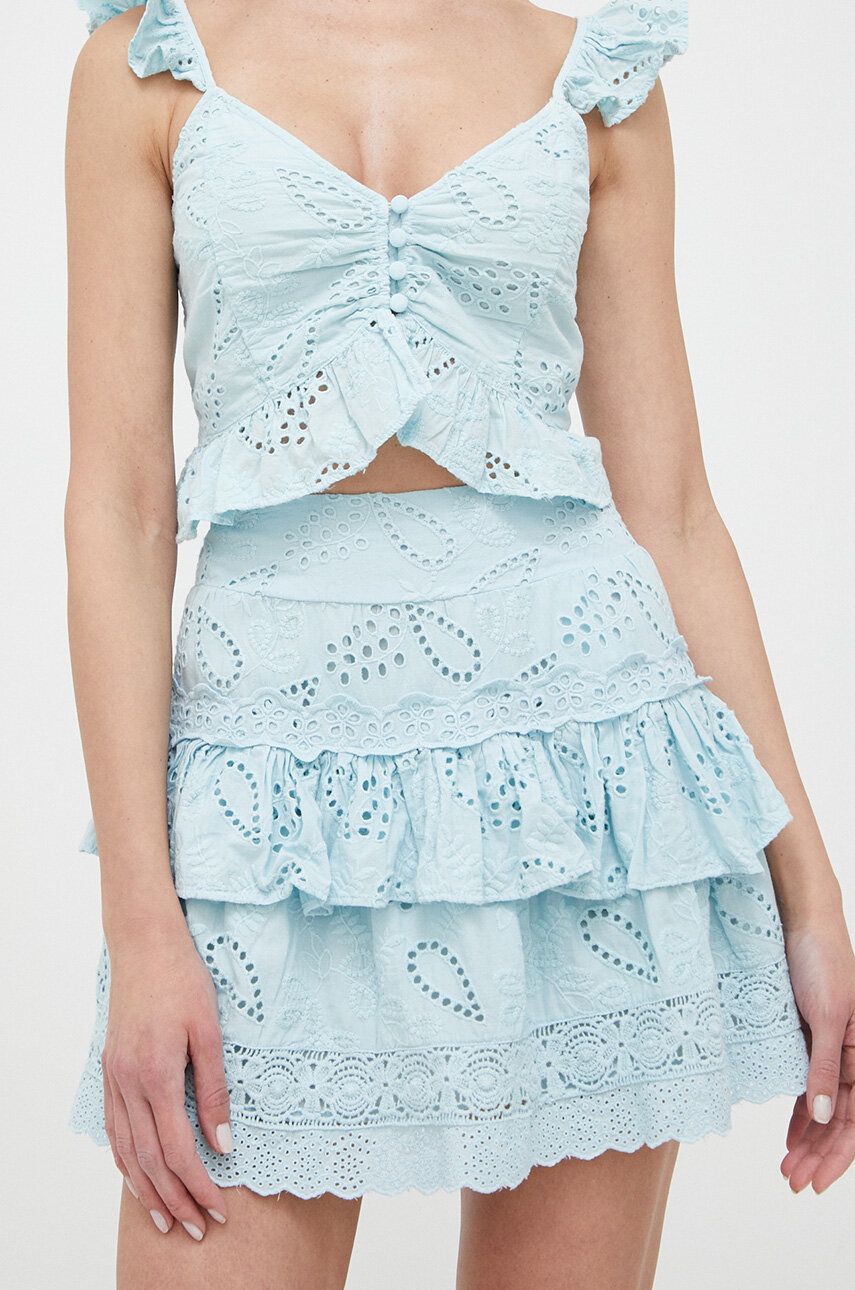 Bavlněná sukně Guess mini, áčková - modrá -  100 % Bavlna