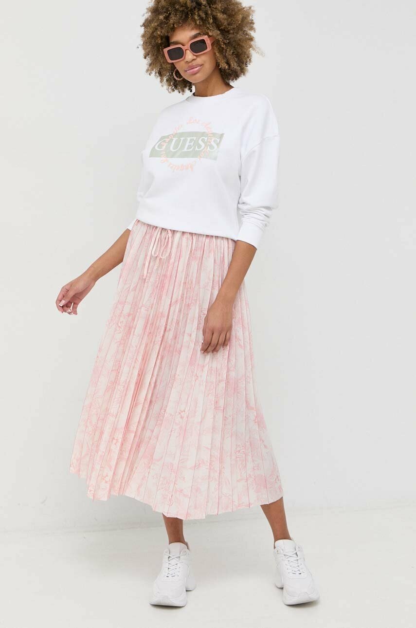 

Юбка Guess цвет розовый midi расклешённая