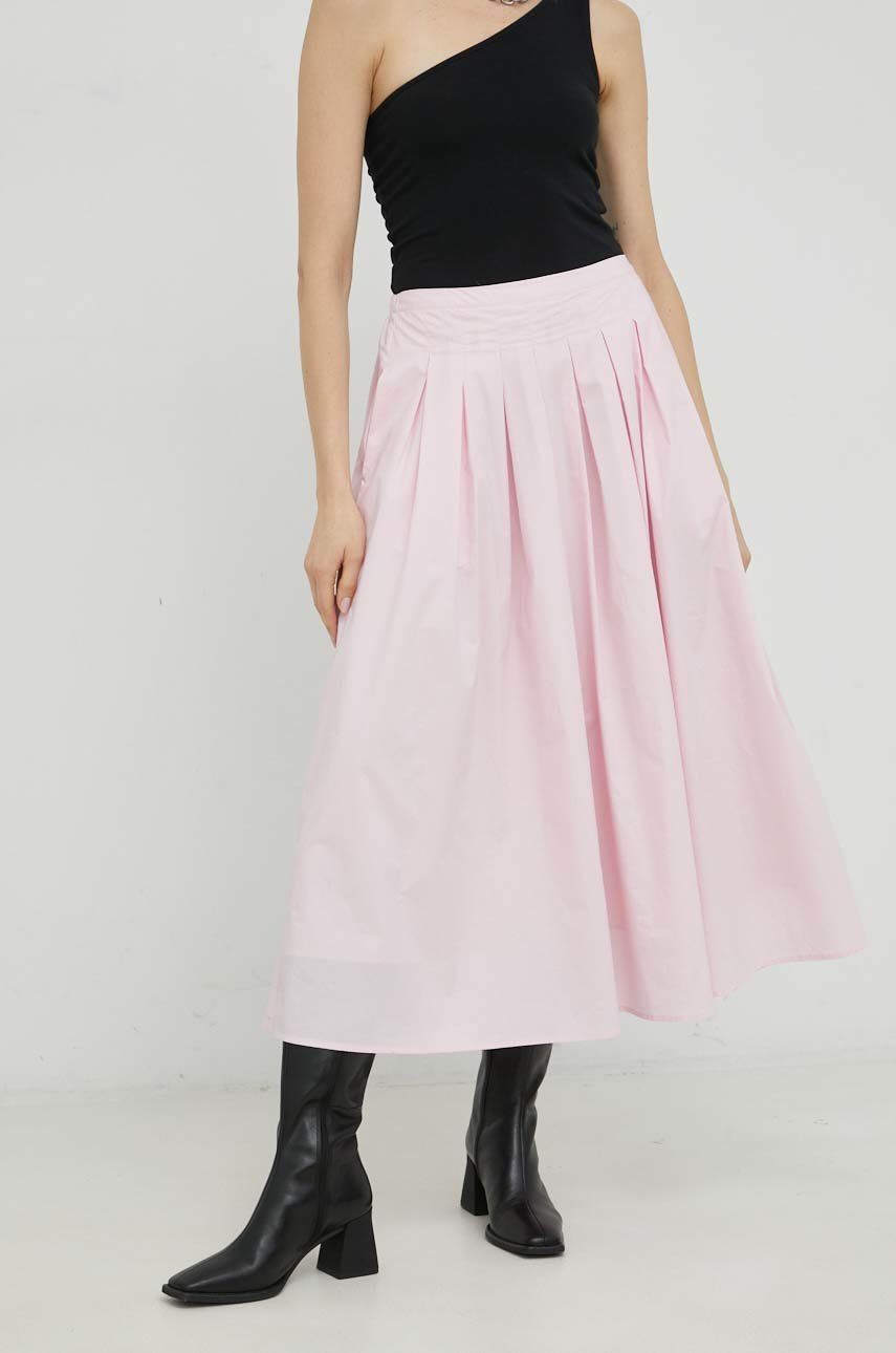 Bavlněná sukně Herskind růžová barva, maxi, áčková - růžová -  Hlavní materiál: 100 % Organická