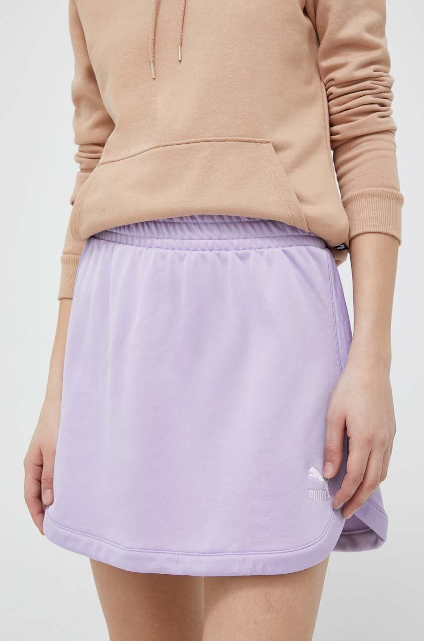 Sukně Puma fialová barva, mini - fialová -  59 % Polyester