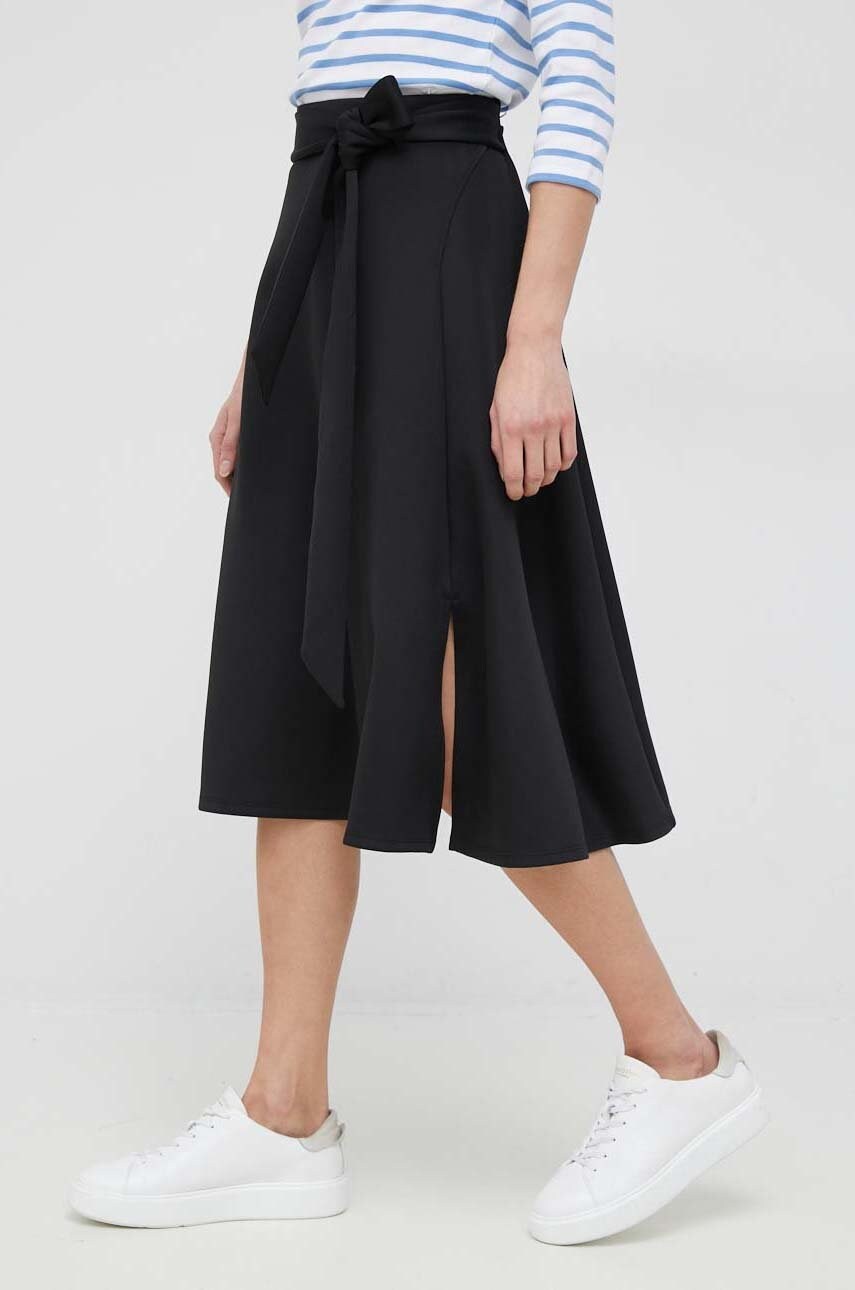 

Спідниця Dkny колір чорний midi розкльошена