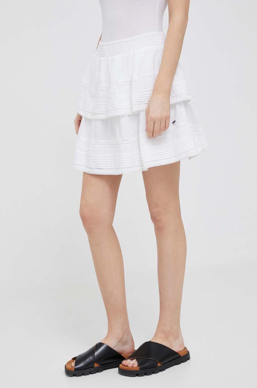 Levně Bavlněná sukně Pepe Jeans Prana bílá barva, mini, áčková