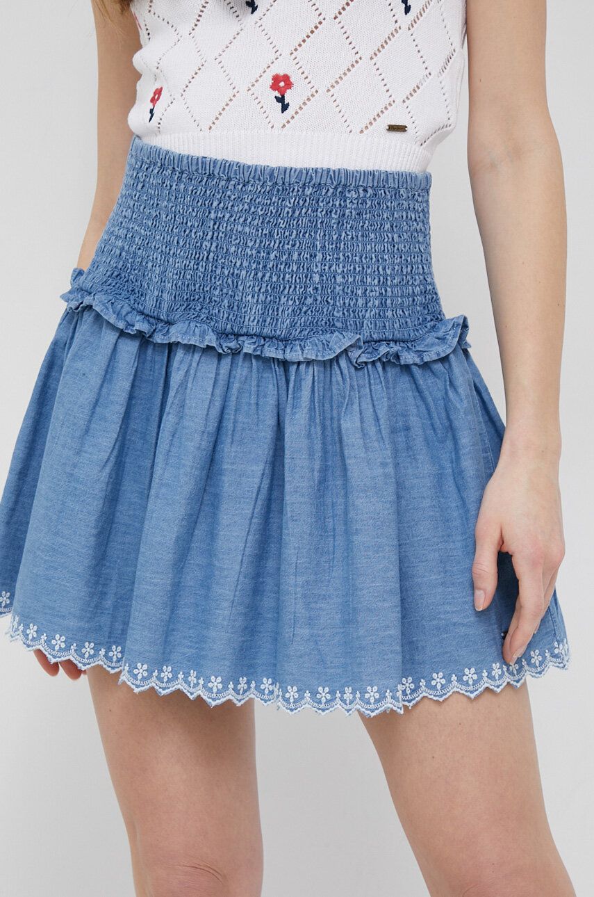 Džínová sukně Pepe Jeans Dolly fialová barva, mini, áčková - modrá -  100 % Bavlna