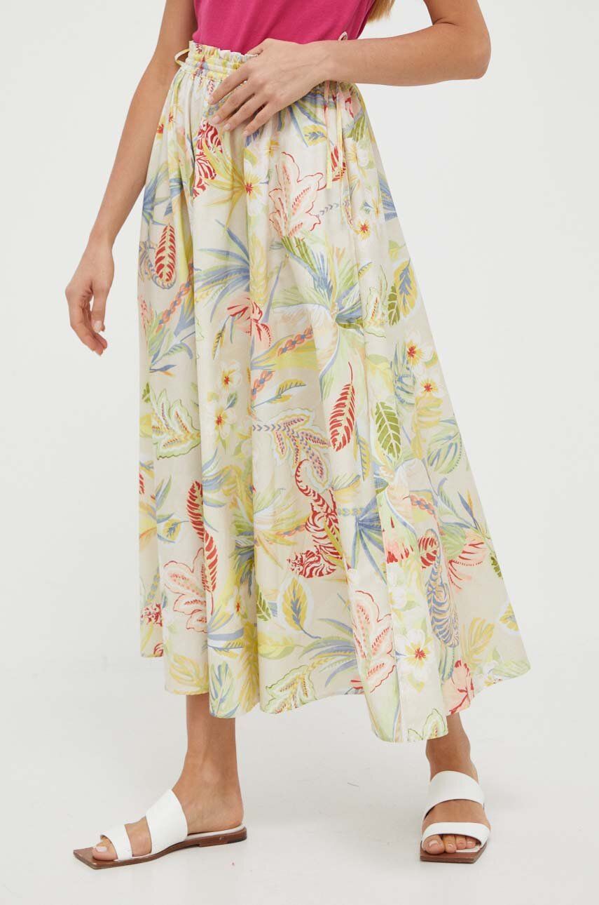 Bavlněná sukně Twinset midi, áčková - vícebarevná -  100 % Bavlna