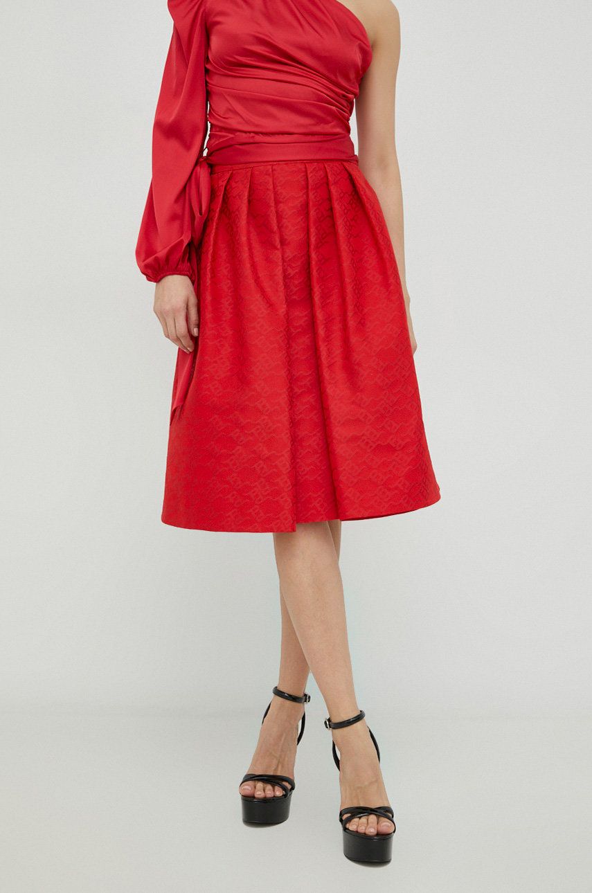 Sukně Pinko červená barva, mini, áčková - červená -  Hlavní materiál: 54 % Polyester