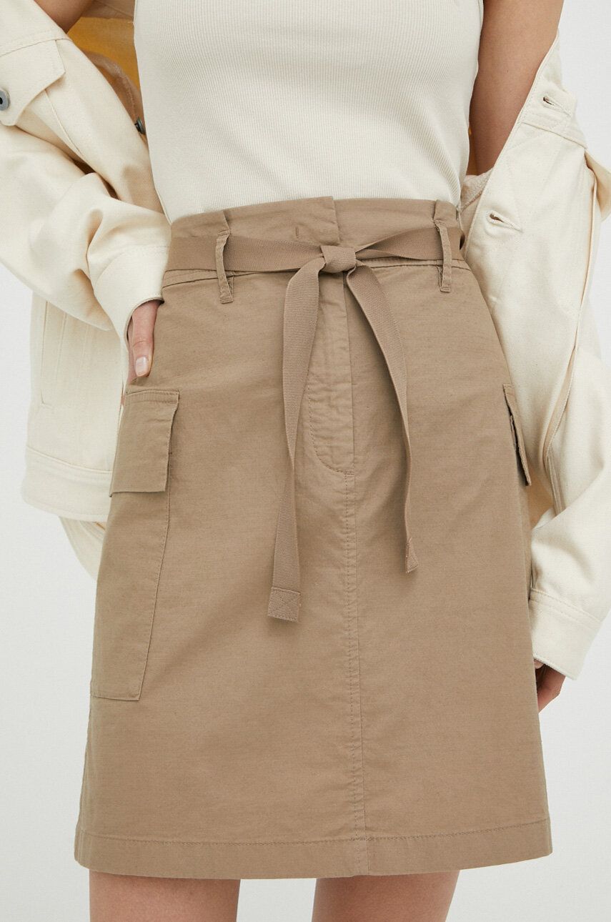 Sukně Marc O′Polo béžová barva, mini - béžová -  85 % Bavlna